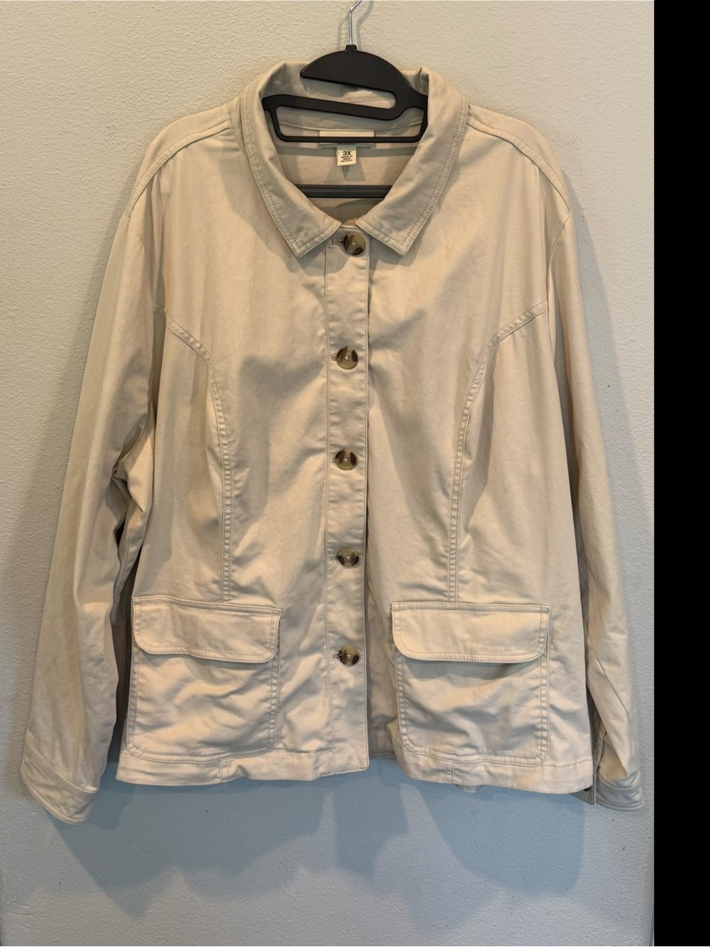 Appleseeds Jacket Women’s Plus 3X Ladies Casual Long Sleeve Pockets Button Down